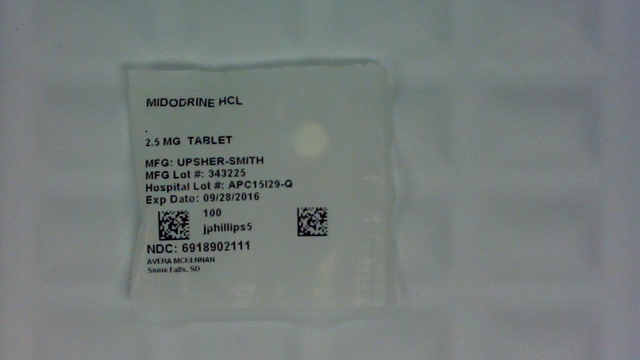 Midodrine 2.5 mg tablet label