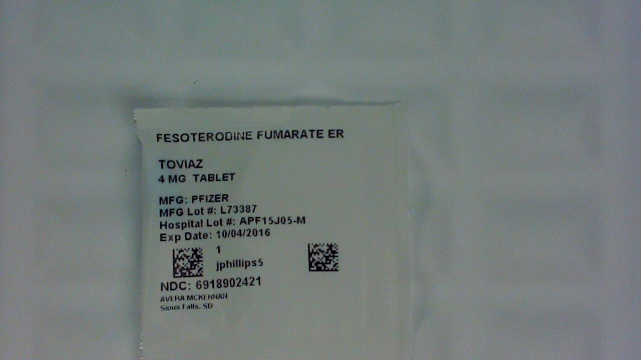 Fesoterodine ER 4 mg tablet label
