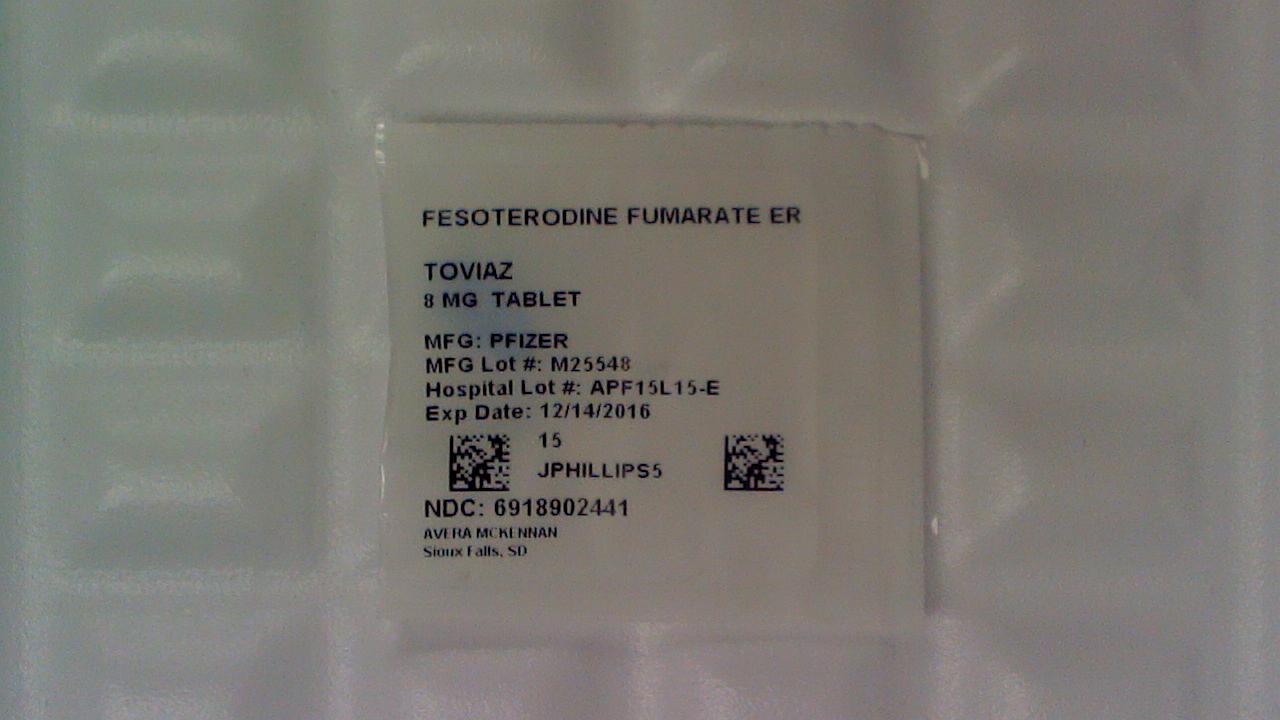 Fesoterodine ER 8 mg tablet