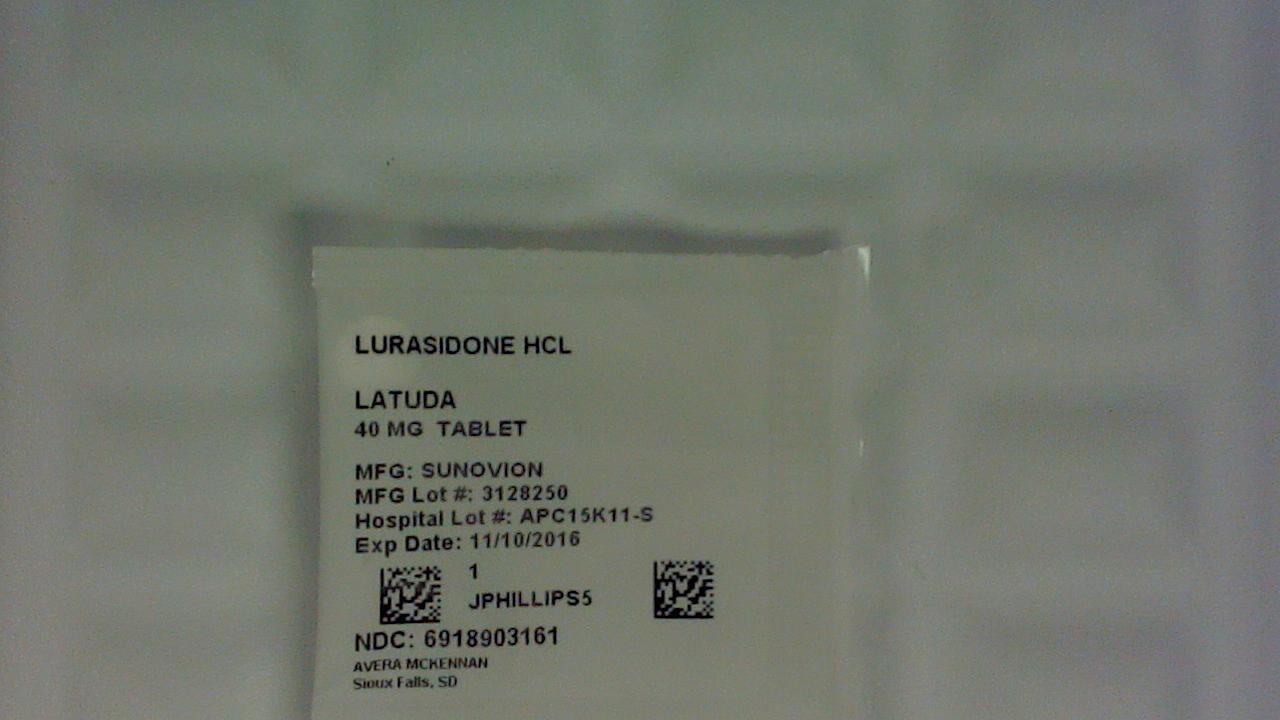 Lurasidone 40 mg tablet label