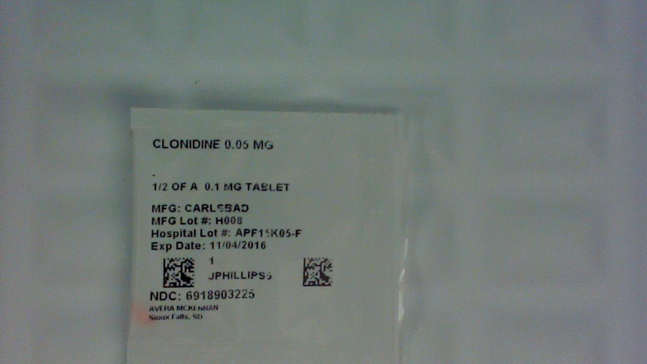 Clonidine 0.05 mg 1/2 tablet label