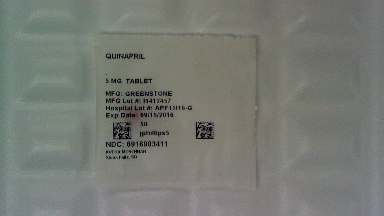 Quinapril 5 mg tablet