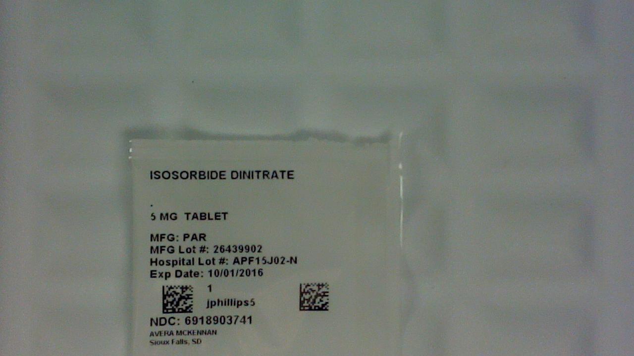 Isosorbide Dinitrate 5 mg tablet label