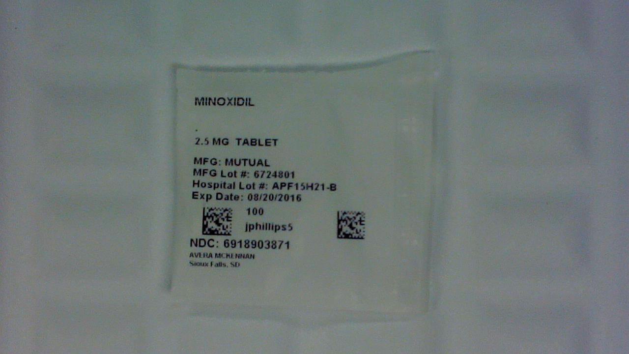 Minoxidil 2.5 mg tablet label