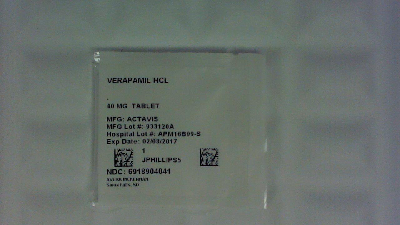 Verapamil 40 mg tablet