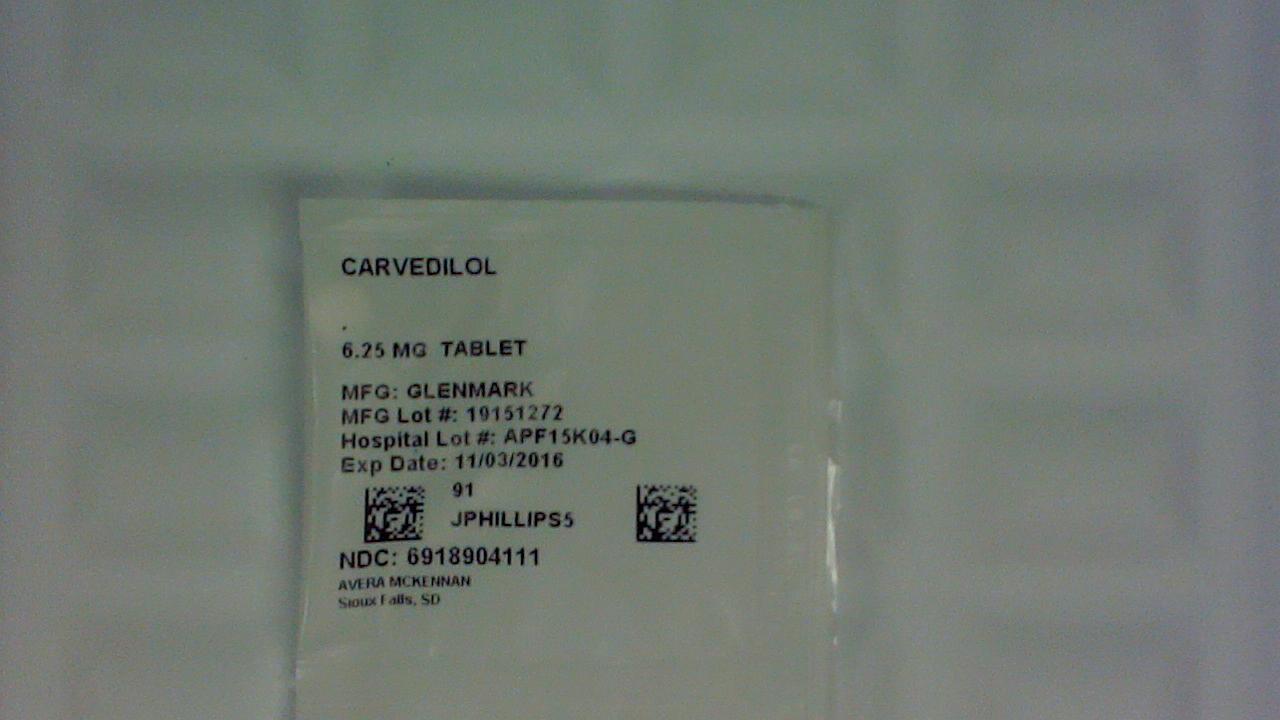 Carvedilol 6.25 mg tablet label