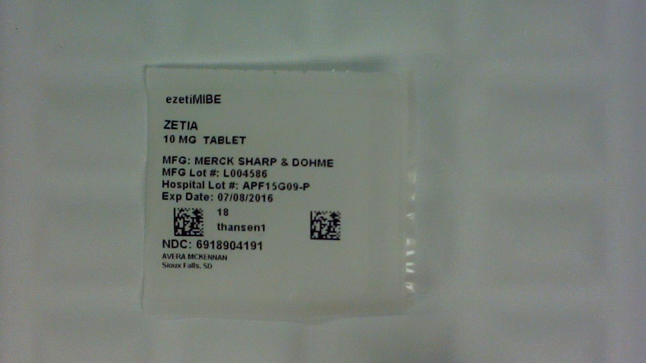 Ezetimibe 10 mg tablet label