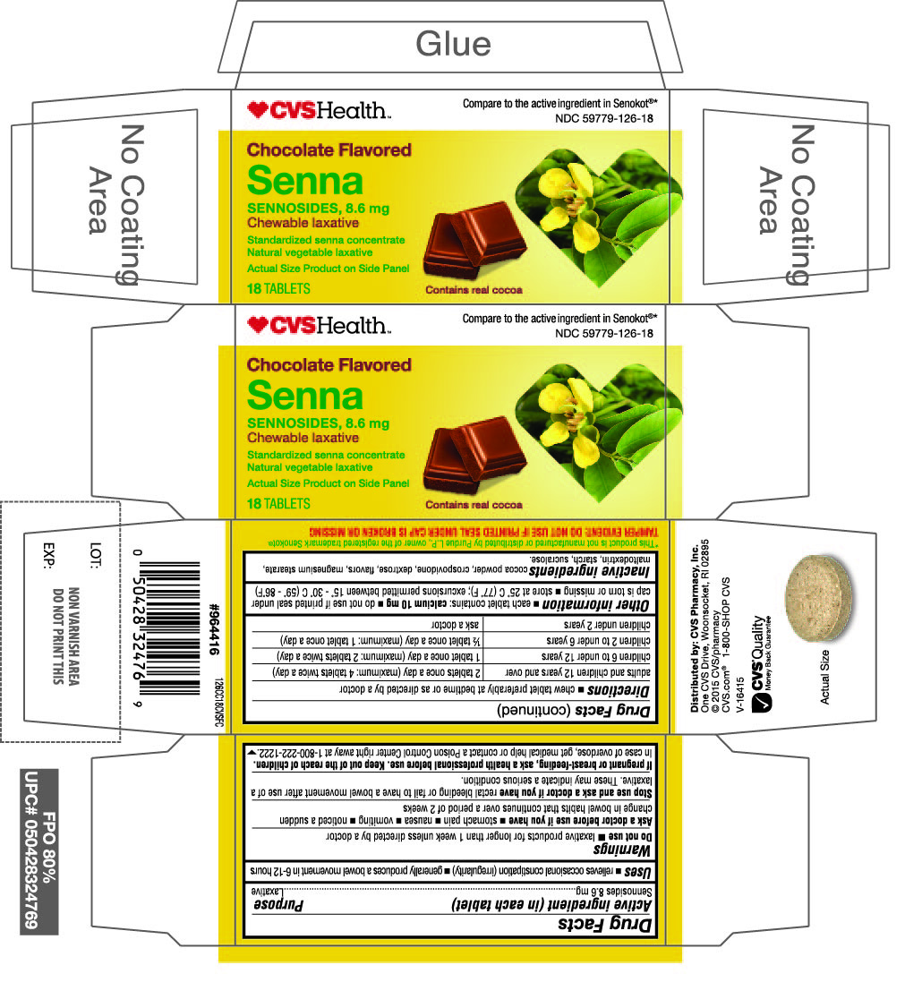 CVS Health Chocolate Flavored Senna Sennosides,8.6mg Chewable laxative 18 Tablet