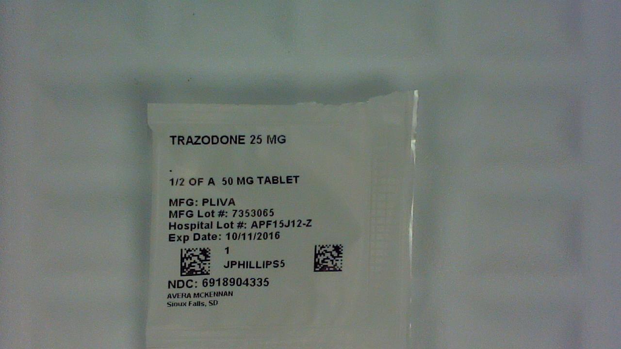 Trazodone 25 mg 1/2 tablet label