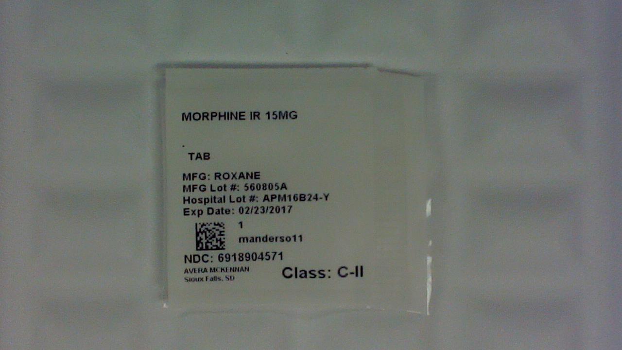 Morphine IR 15 mg tablet