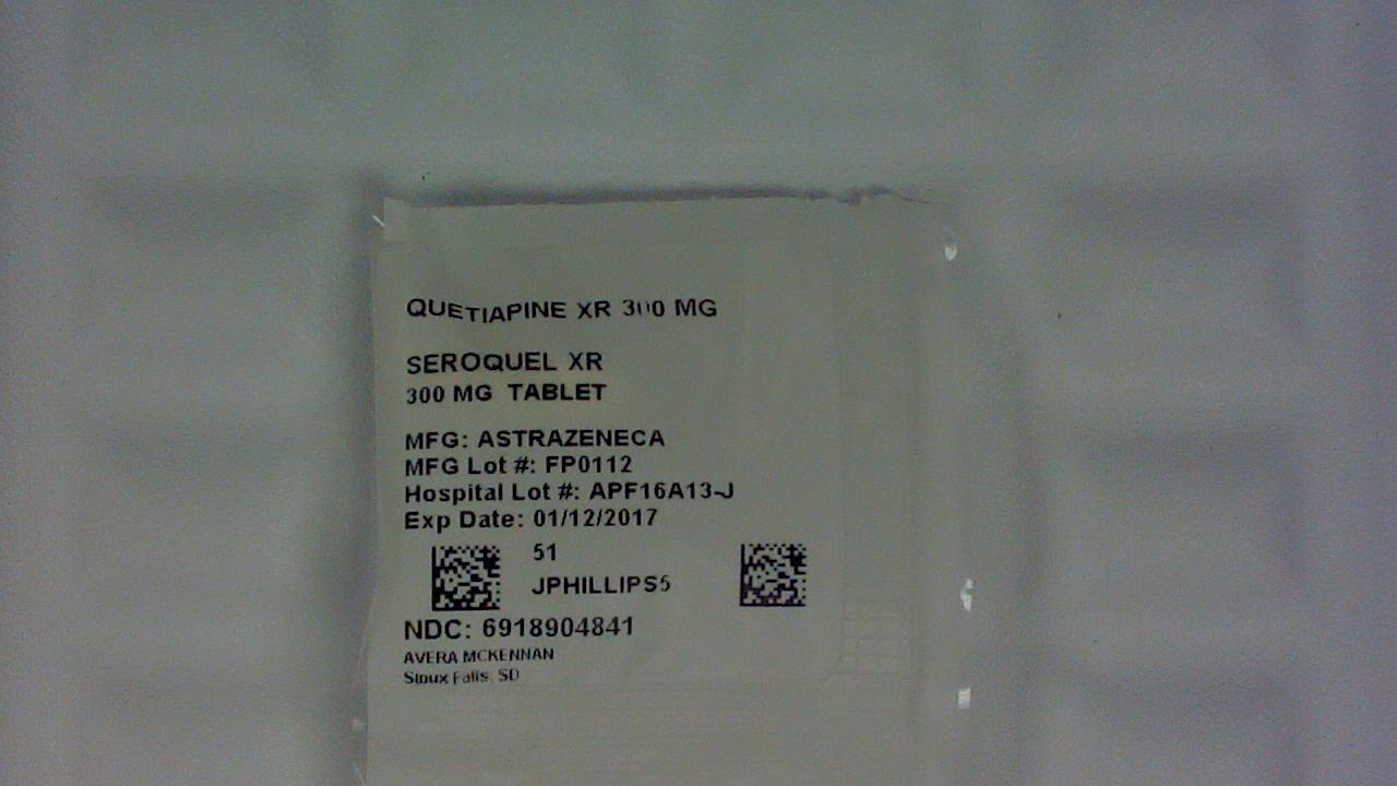 Quetiapine XR 300 mg tablet