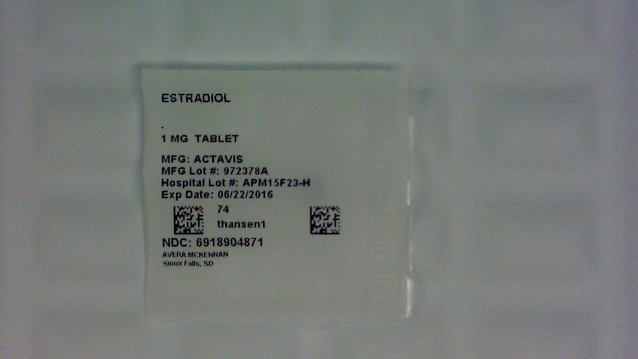 Estradiol 1 mg tablet label