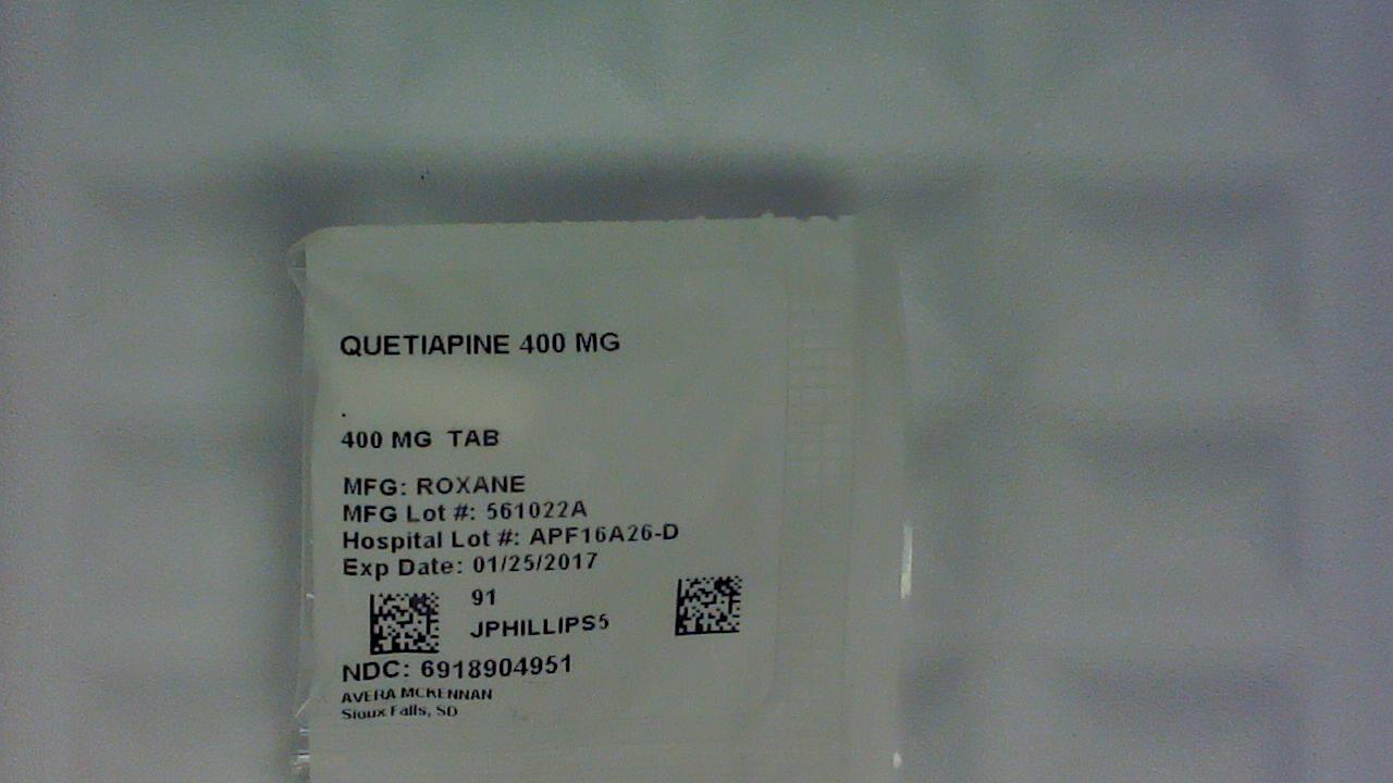 Quetiapine 400 mg tablet