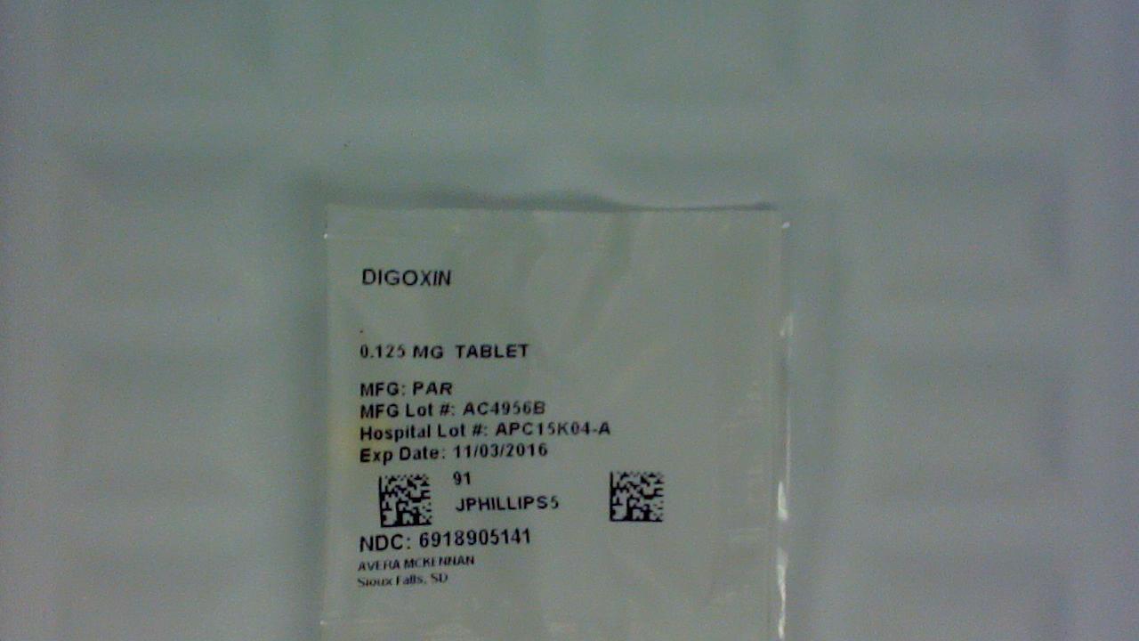 Digoxin 0.125 mg tablet label