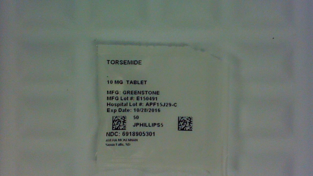 Torsemide 10 mg tablet label