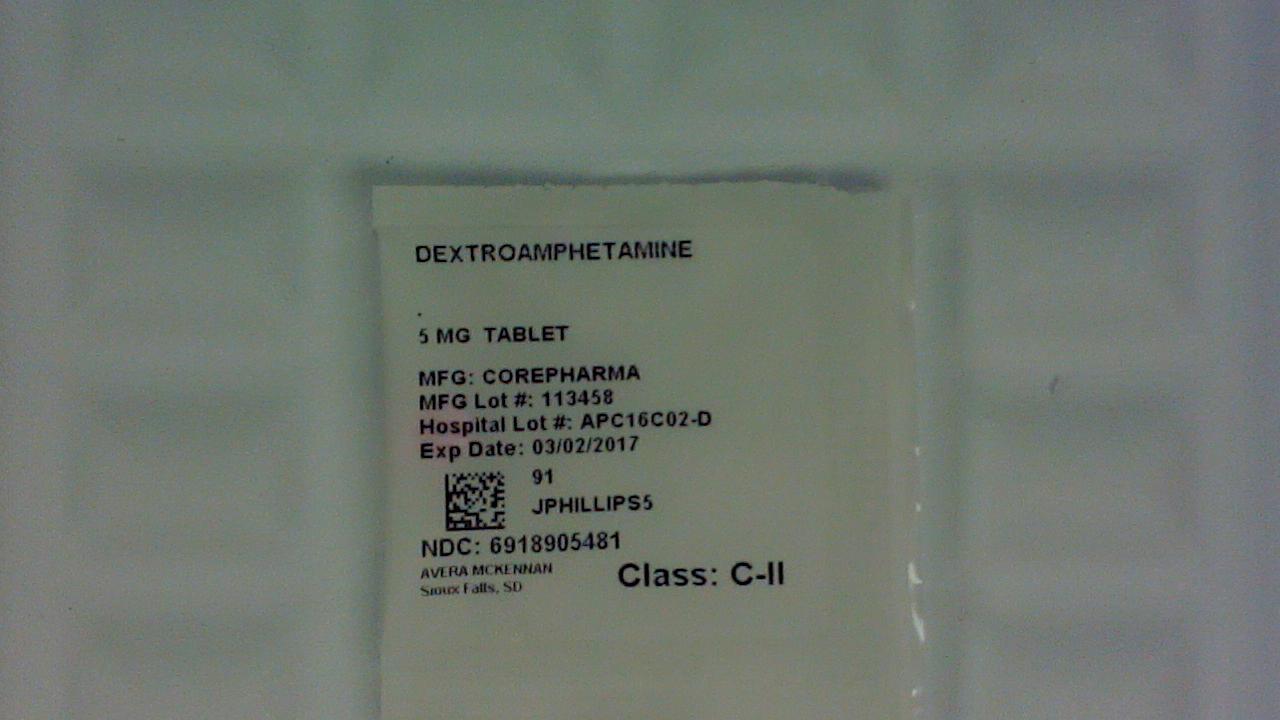 Dextroamphetamine 5 mg tablet