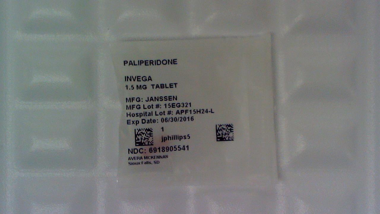Paliperidone ER 1.5 mg tablet