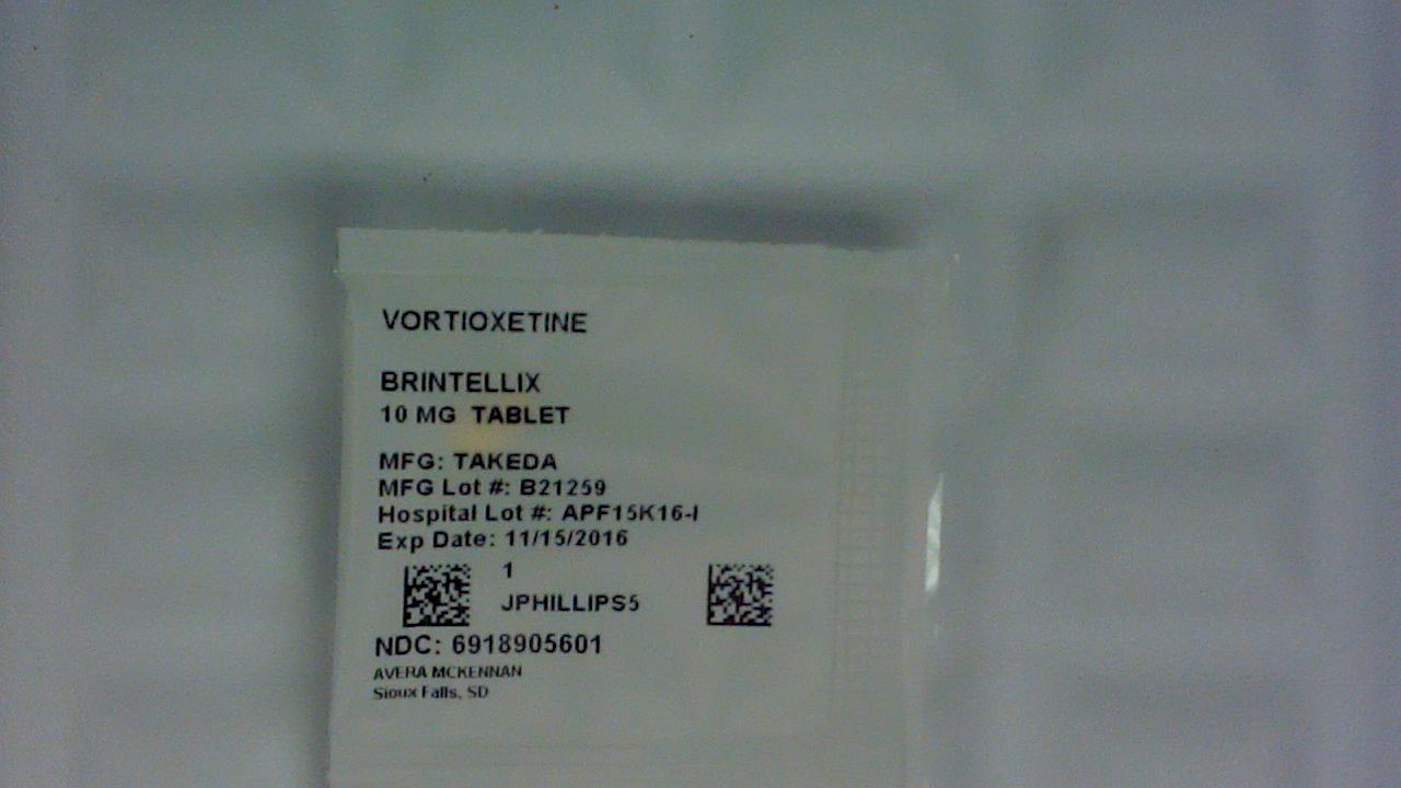 Vortioxetine 10 mg tablet label