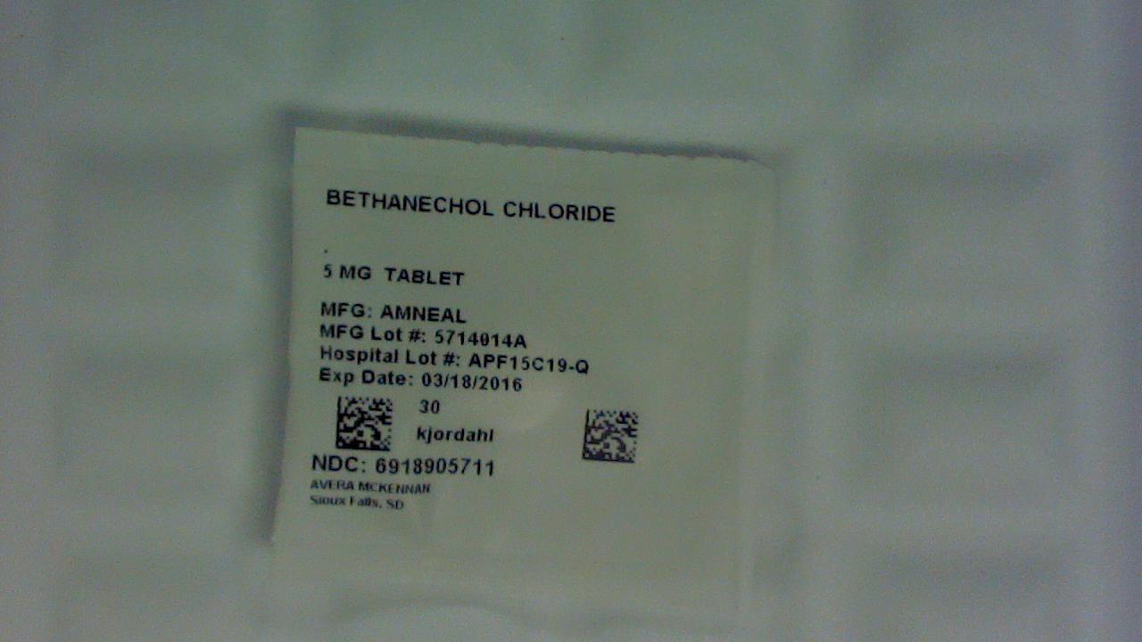 Bethanechol 5 mg tablet label