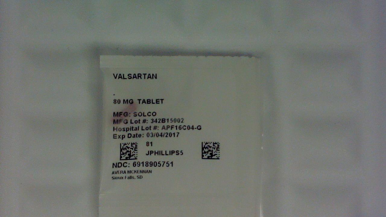 Valsartan 80 mg tablet