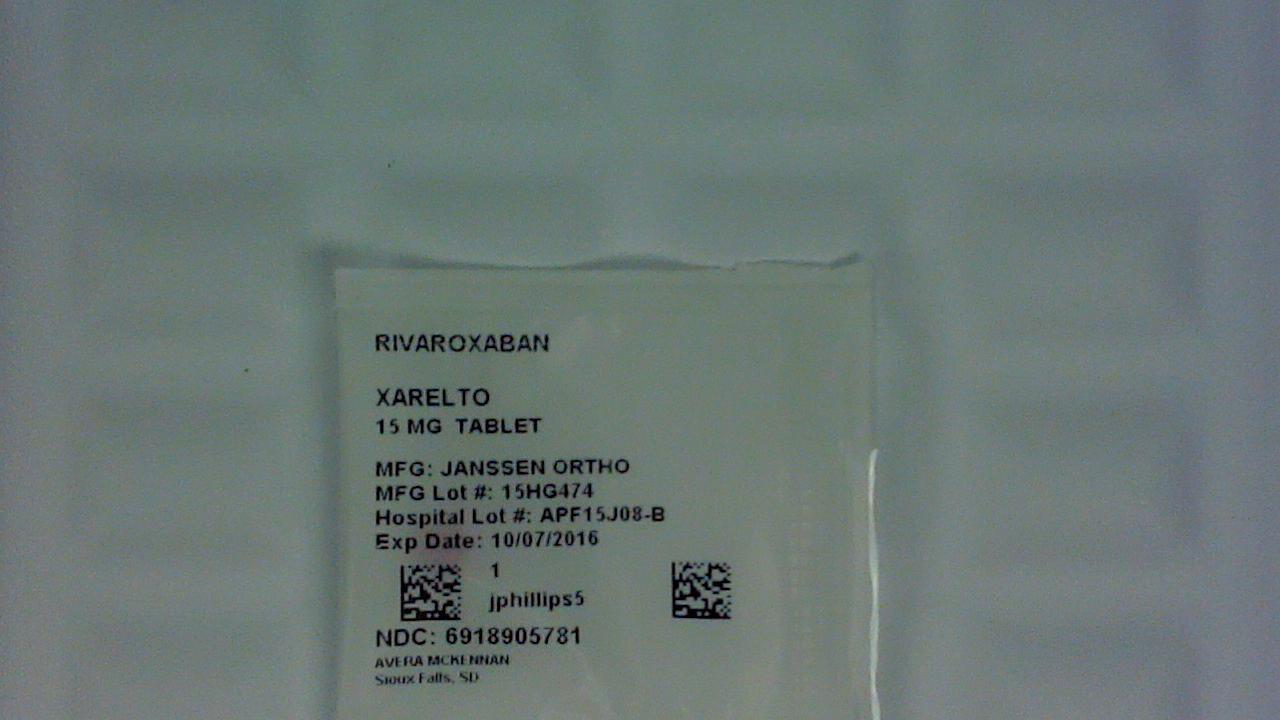 Rivaroxaban 15 mg tablet label