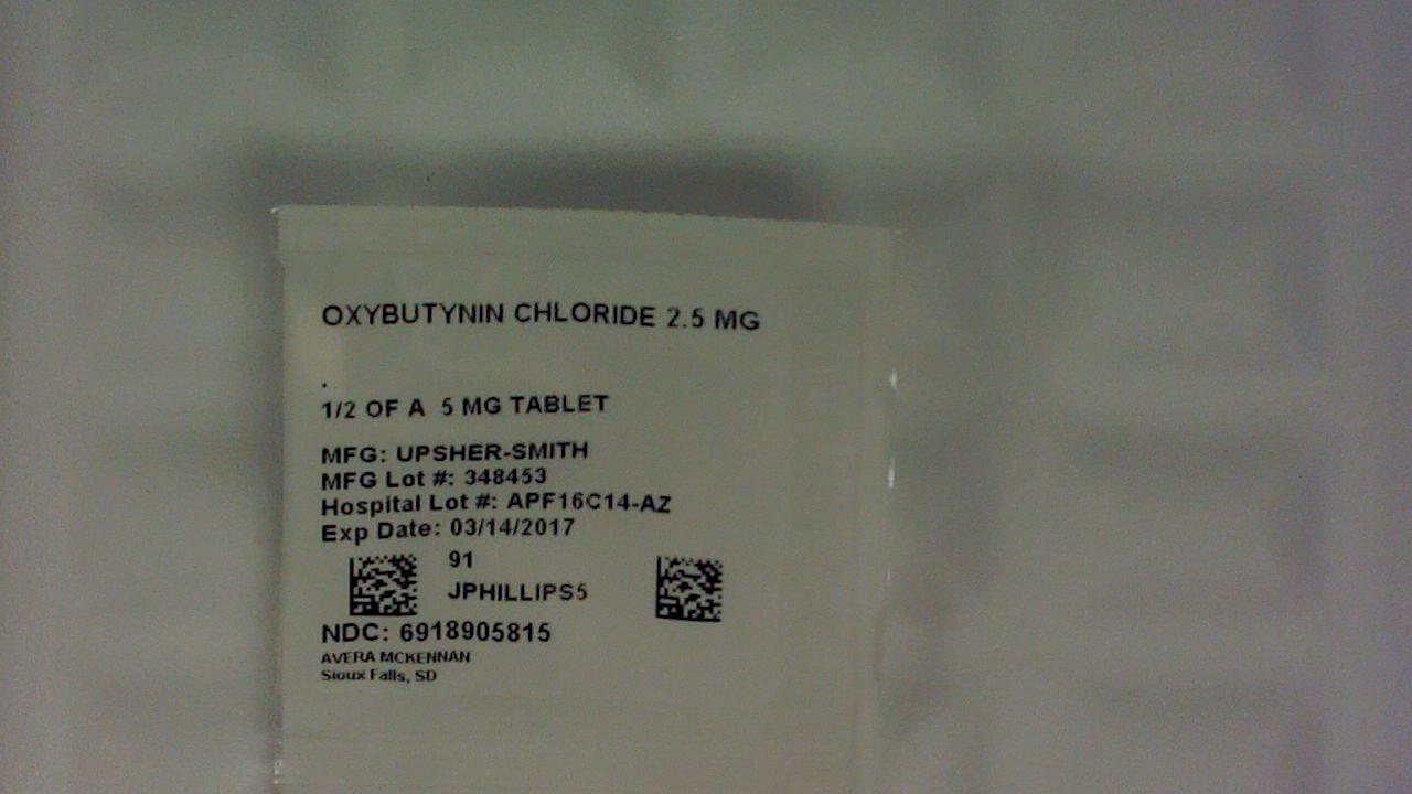 Oxybutynin Chloride 2.5 mg half tablet