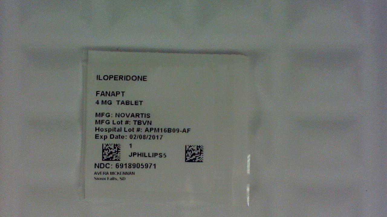 Iloperidone 4 mg tablet