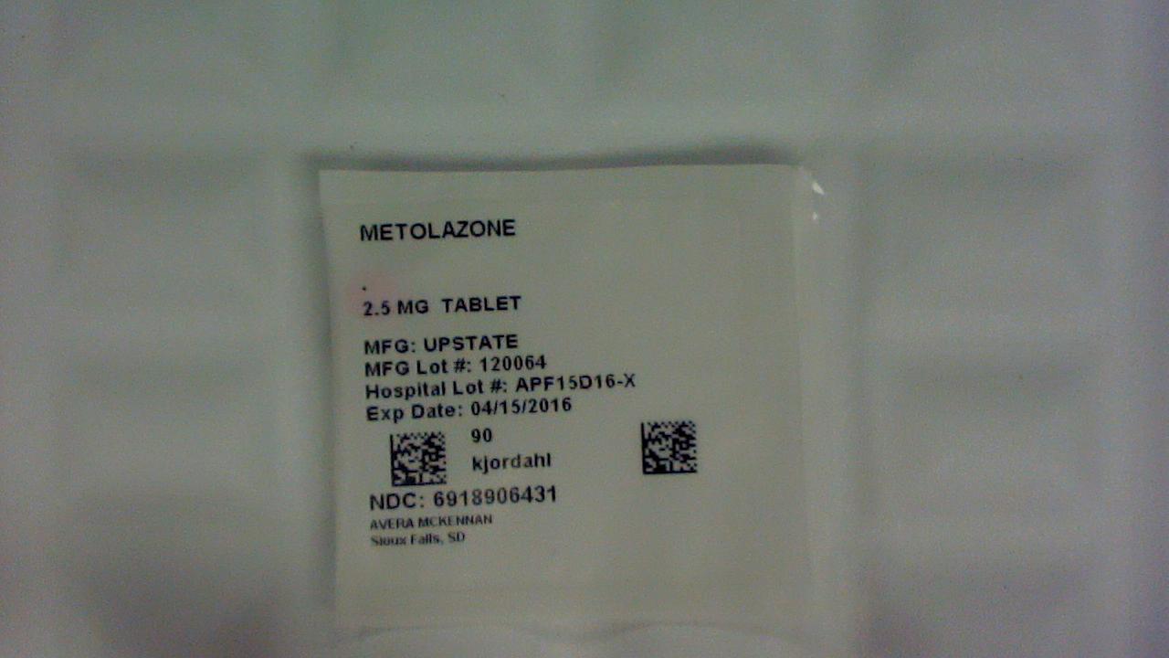 Metolazone 2.5 mg tablet label