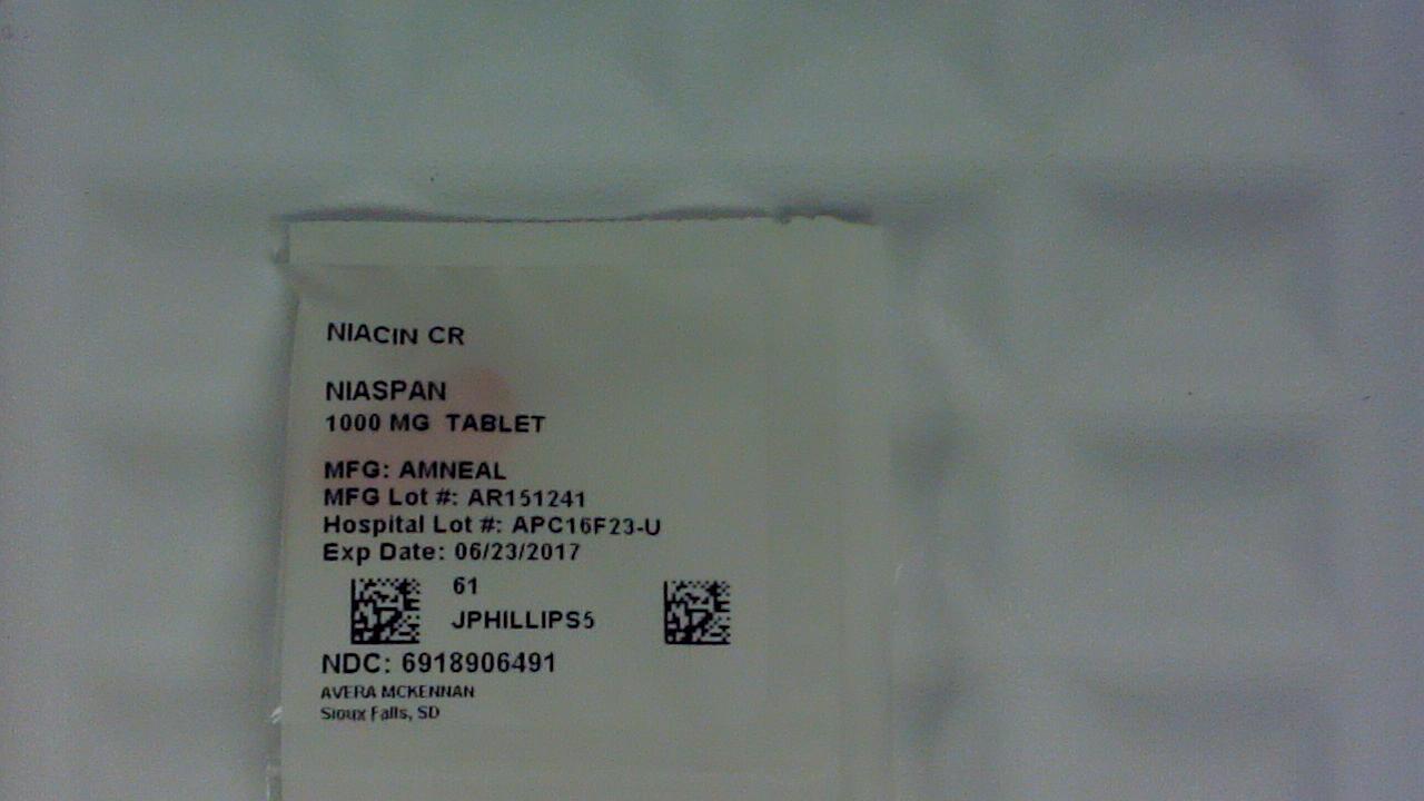 Niacin CR 1000 mg tablet