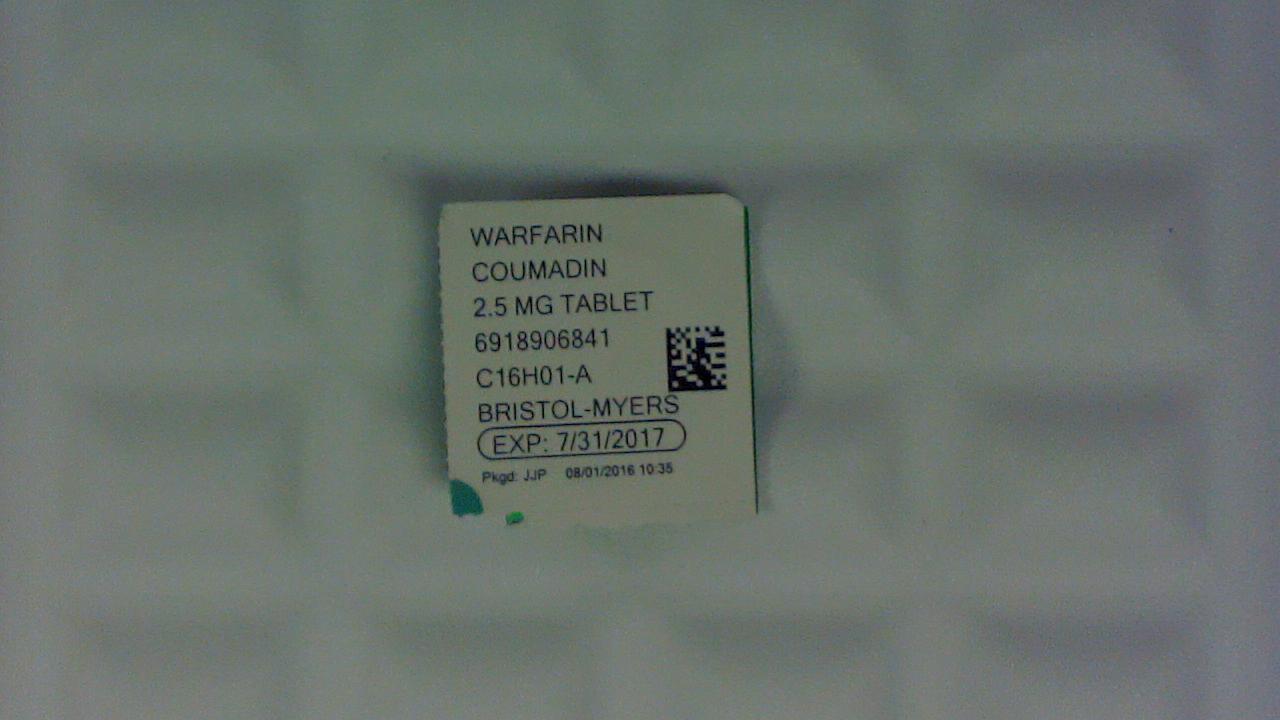 Warfarin 2.5 mg tablet