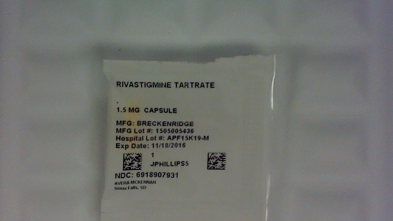Rivastigmine Tartrate 1.5 mg capsule label