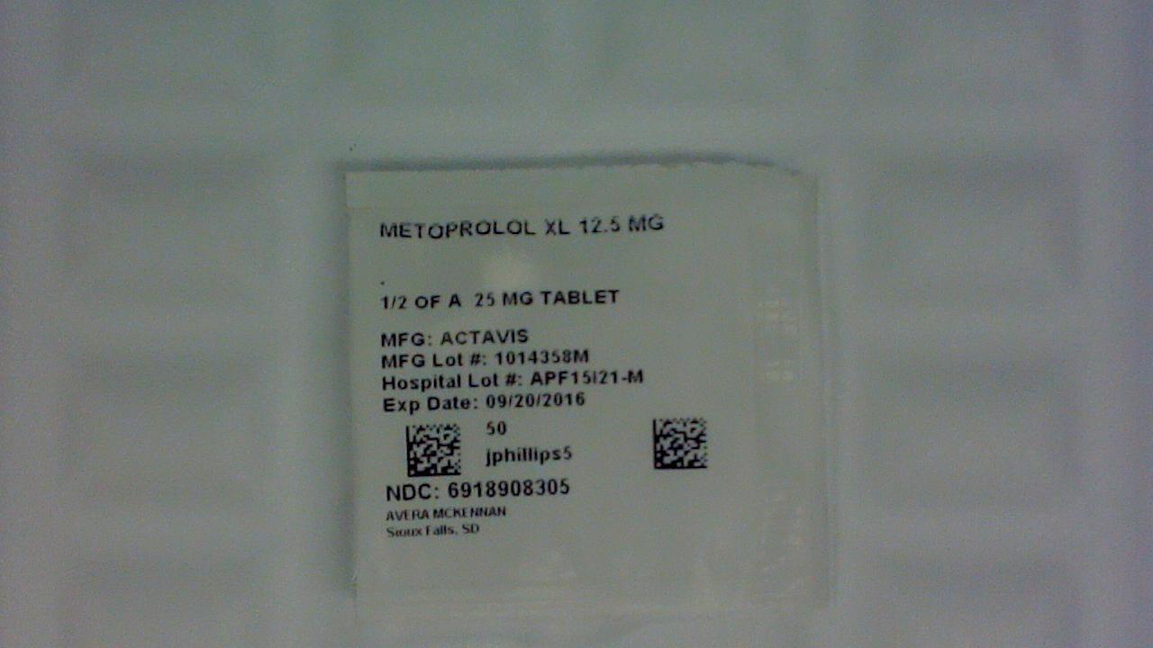 Metoprolol Succinate 12.5 mg 1/2 tablet label