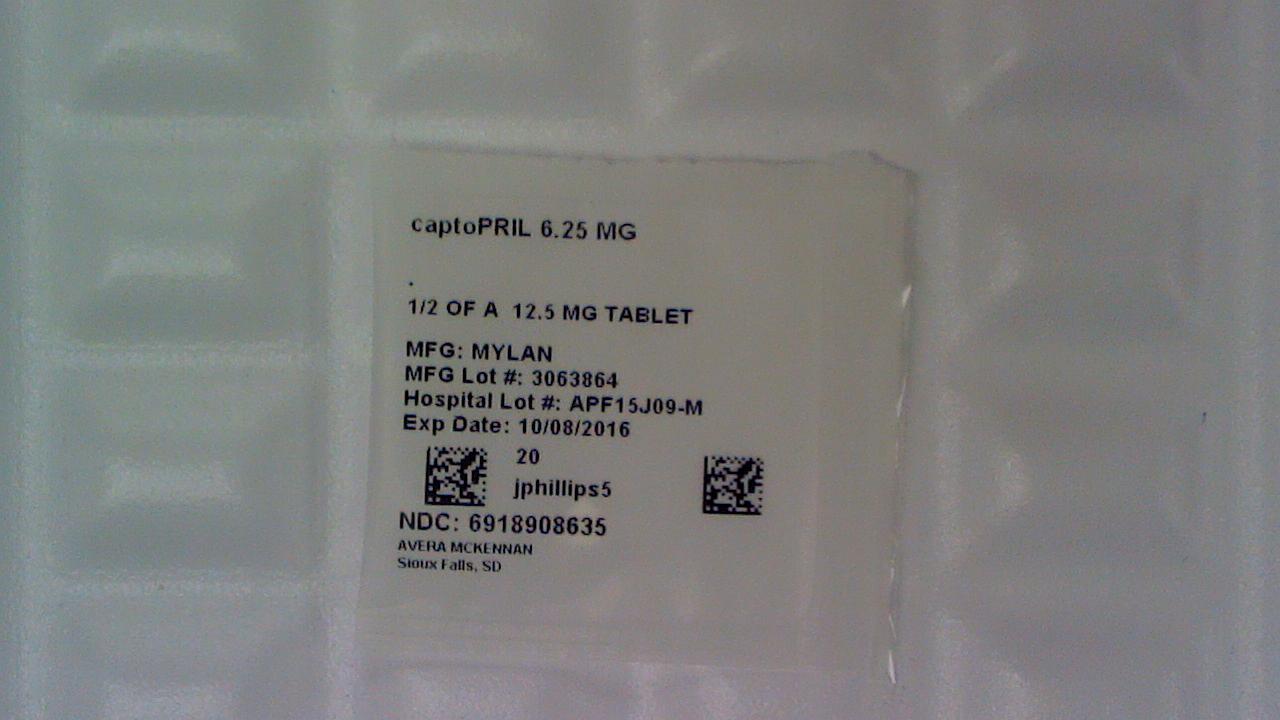 Captopril 6.25 mg half tablet