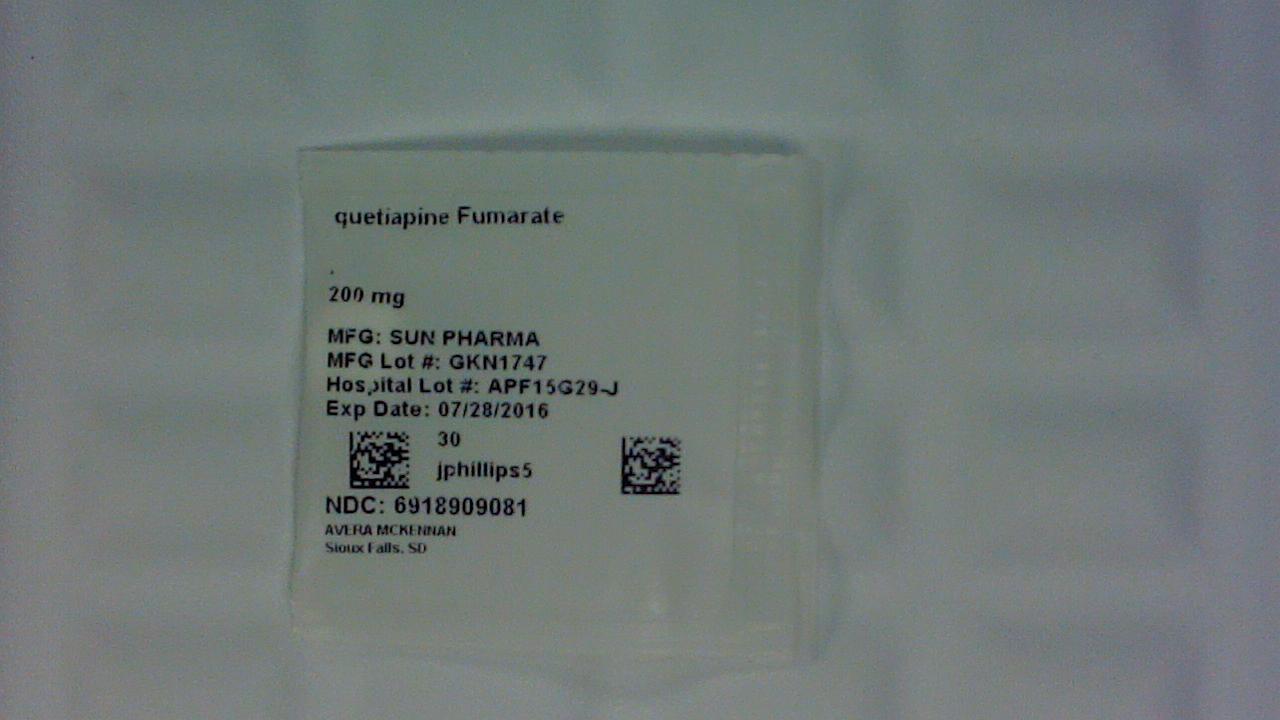 Quetiapine Fumarate 200mg tablet label