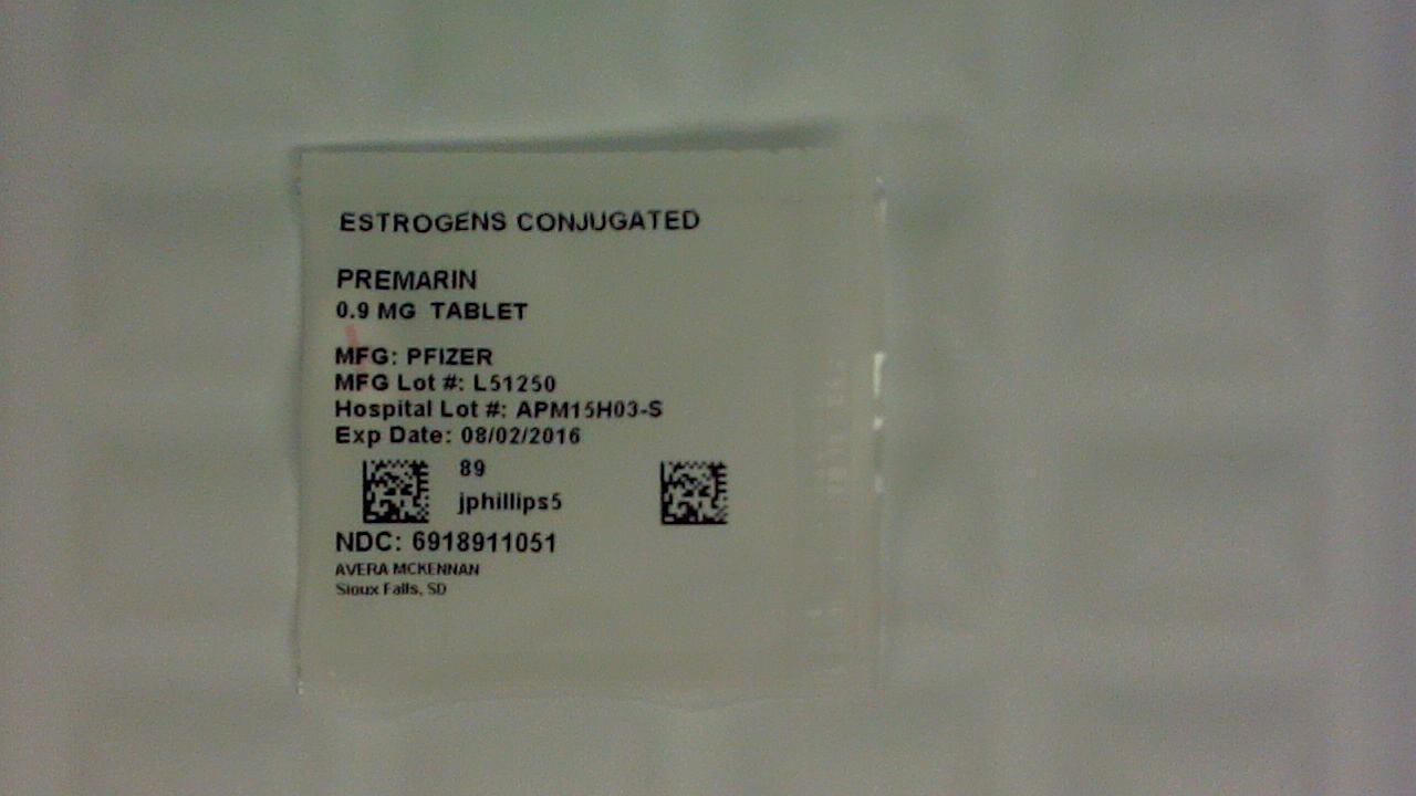 Conjugated Estrogens 0.9 mg tablet label