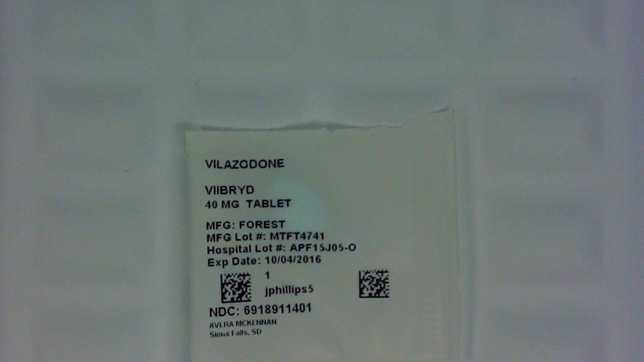 Vilazodone hcl 40 mg tablet