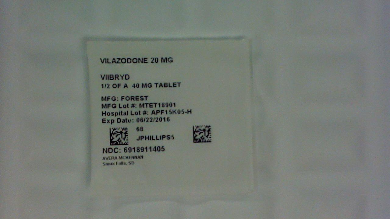 Vilazodone hcl 20 mg 1/2 tablet label