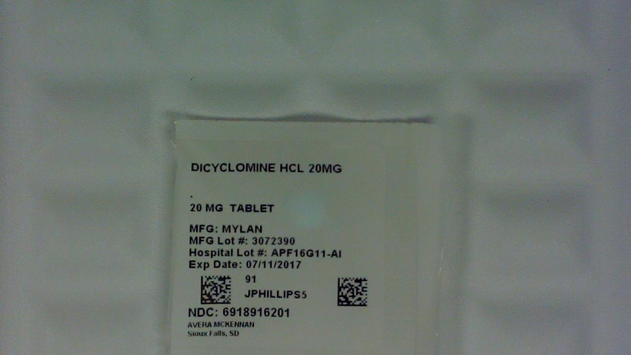 Dicyclomine 20 mg tablet