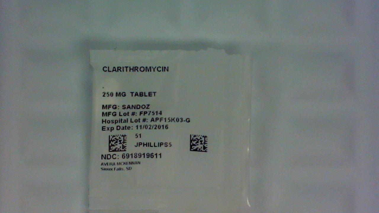 Clarithromycin 250 mg tablet label
