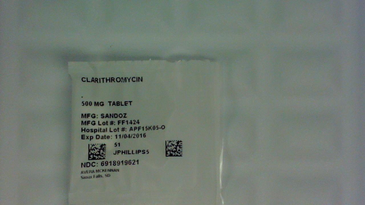 Clarithromycin 500 mg tablet label