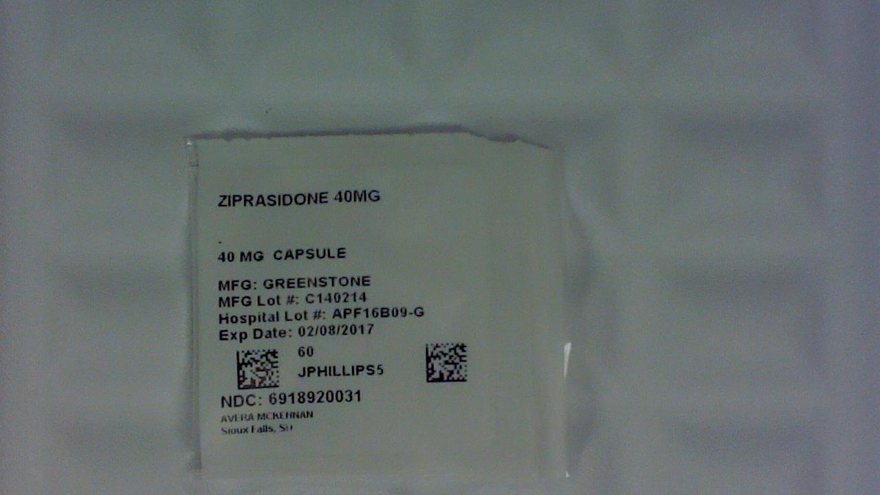 Ziprasidone 40 mg capsule