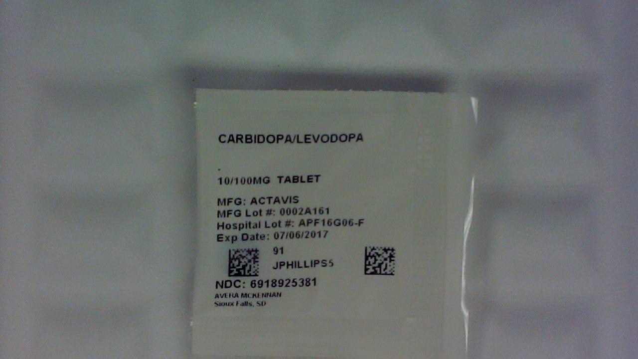 Carbidopa/Levodopa 10/100 mg tablet