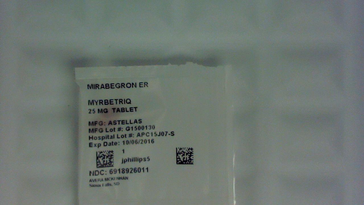 mirabegron 25 mg tablet label