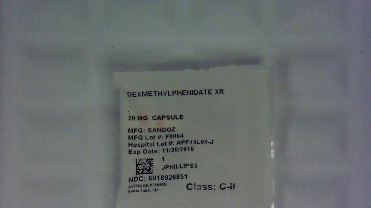 Dexmethylphenidate XR 20 mg capsule Label