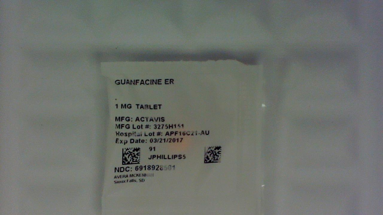 Guanfacine ER 1 mg tablet