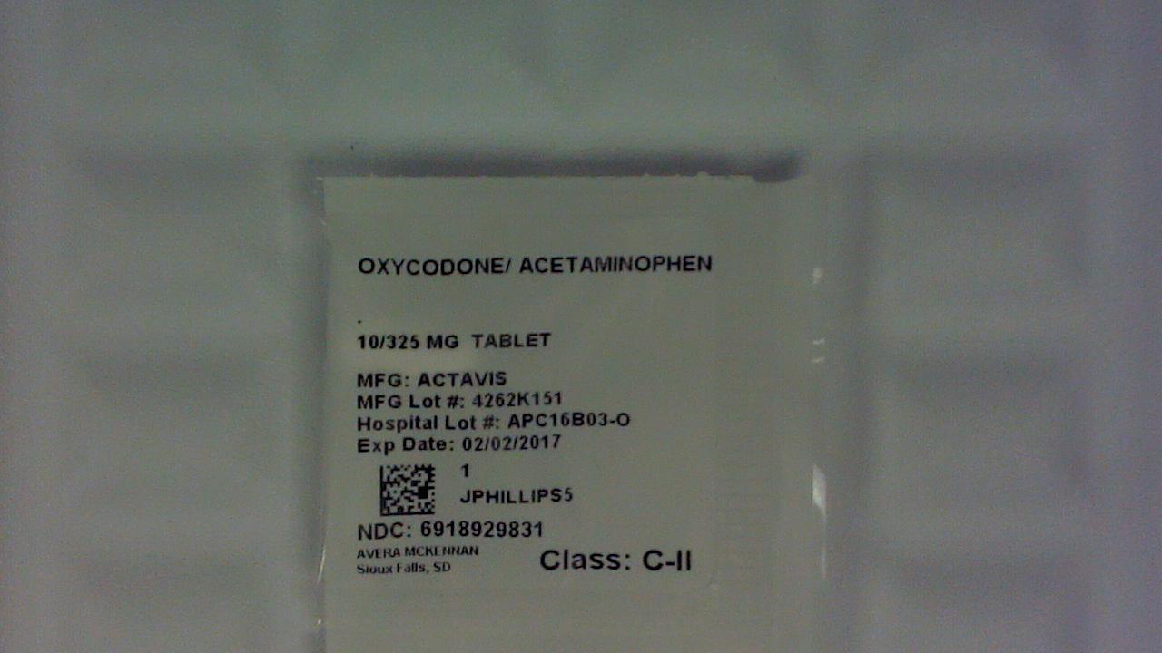Oxycodone/Acetaminophen 10/325 mg tablet
