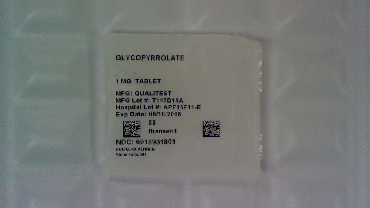 Glycopyrrolate 1 mg tablet