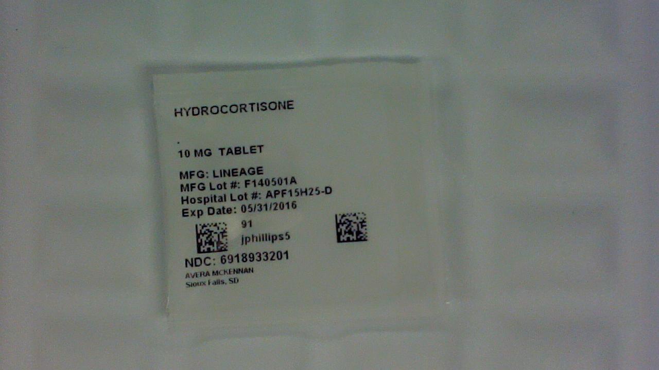 Hydrocortisone 10 mg tablet label