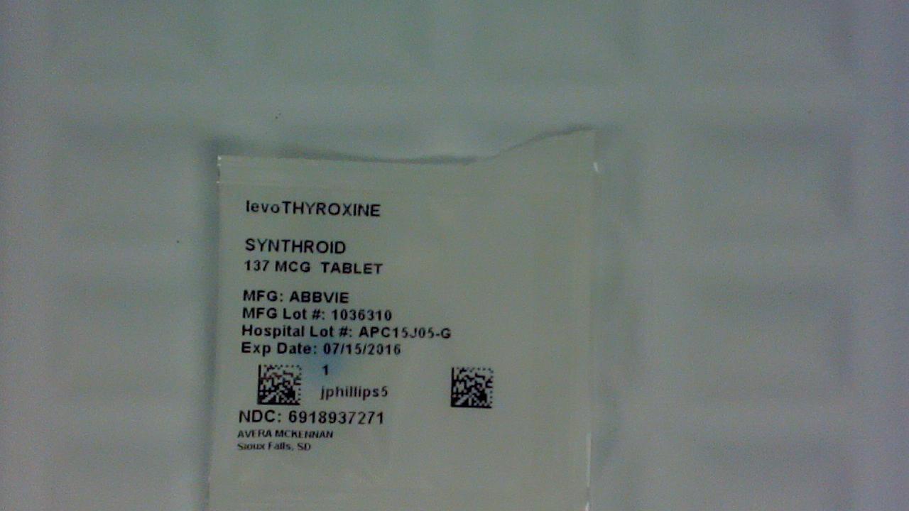 Levothyroxine Sodium 137 mcg tablet label