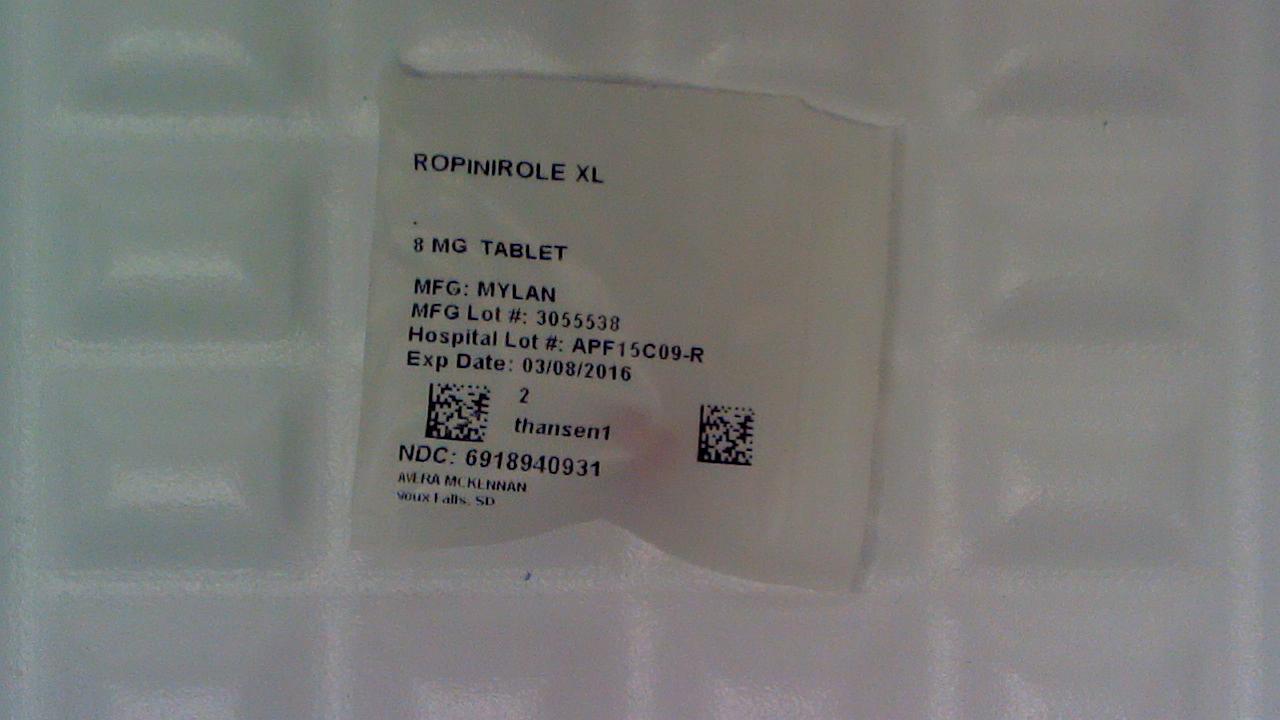Ropinirole XL 8 mg tablet